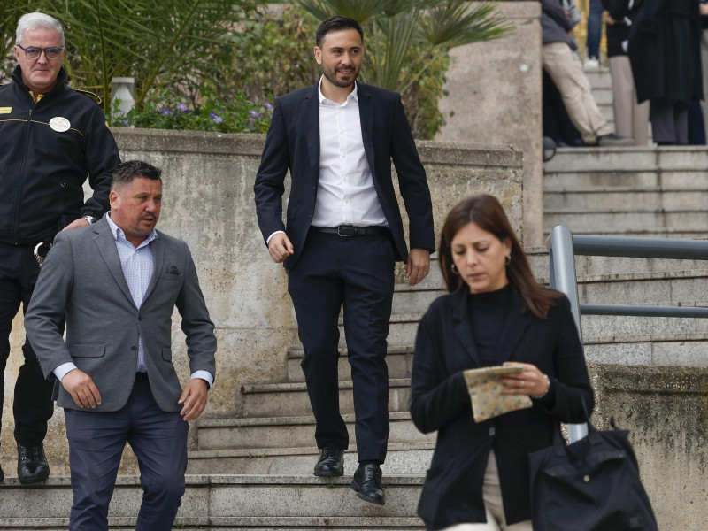 Davide Ancelotti, hijo del entrenador del Real Madrid, este miércoles a su salida de la Audiencia Provincial de Madrid.