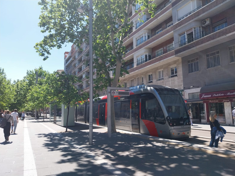El tranvía se detuvo como consecuencia del apagón.