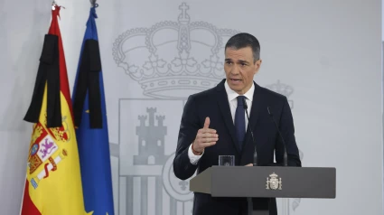 MADRID, 22/04/2025.- El presidente del Gobierno, Pedro Sánchez, durante su comparecencia tras el Consejo de Ministros de este martes.